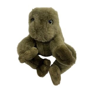 Vintage 1985 Gund Croaking Frog Plush Olive Green Sound Toy 60